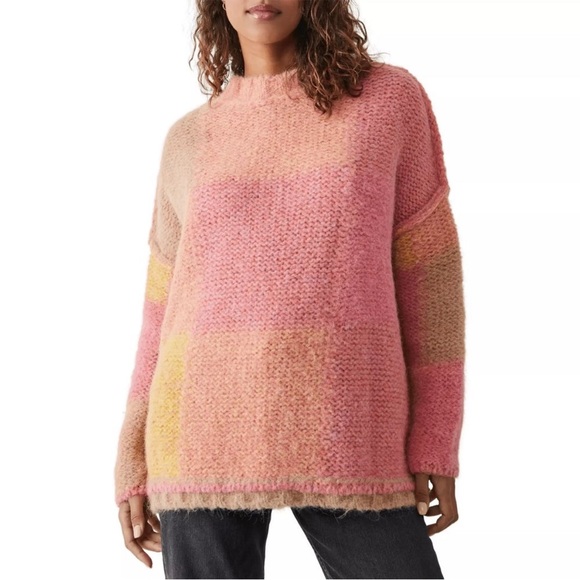 NWT Free People Domino Prairie Sunset Alpaca Wool Blend Pullover Sweater - Picture 2 of 13